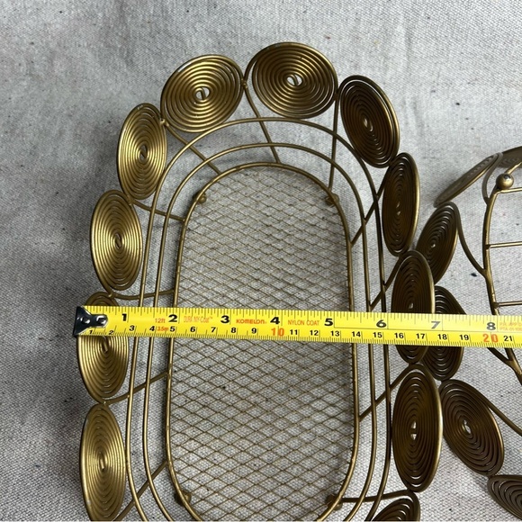 Vtg Mid Century Modern footed gold spiral/coil baskets - Picture 11 of 12
